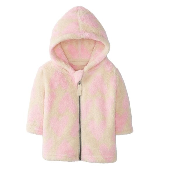 NEW Hanna Andersson Size 2T 85 cm Baby Print Jacket In Marshmallow Coat Hearts - Picture 1 of 10